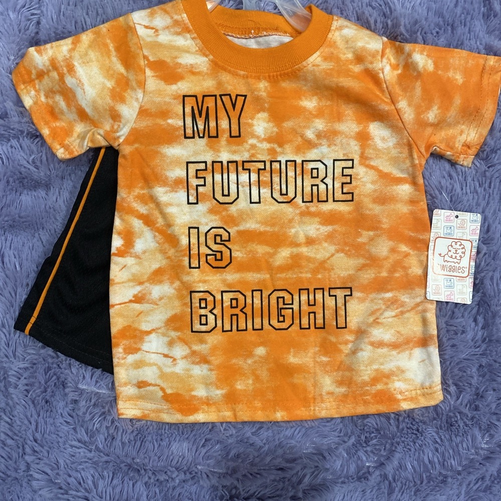 Toddler Boys " My Future Is Bright" orange Tie Dye Shorts Outfit‎